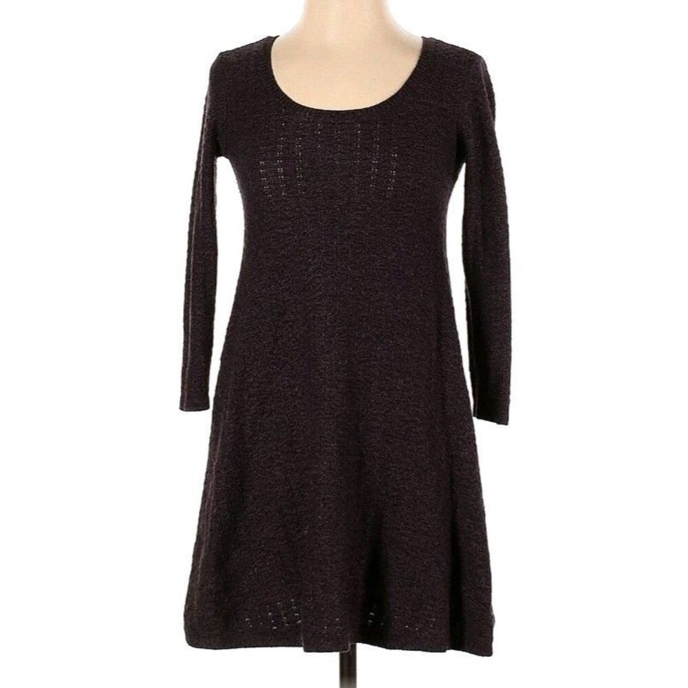 AmericanEagle Soft 3/4 Sleeve Maroon Semi Sheer Knit Sweater Dress sz XS